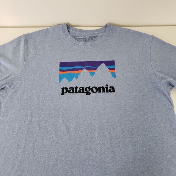 Patagonia Graphic Responsibili Tee Logo Blue Short Sleeve Mens Size XL - Picture 3 of 10